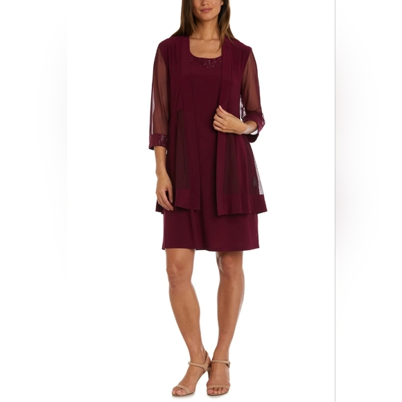 green emerald velvet dress Le Bos Women's Duster Embroidered Jacket Dress Mother of The Bride, Orchid,  16: Buy Online at Best Price in UAE main image 1